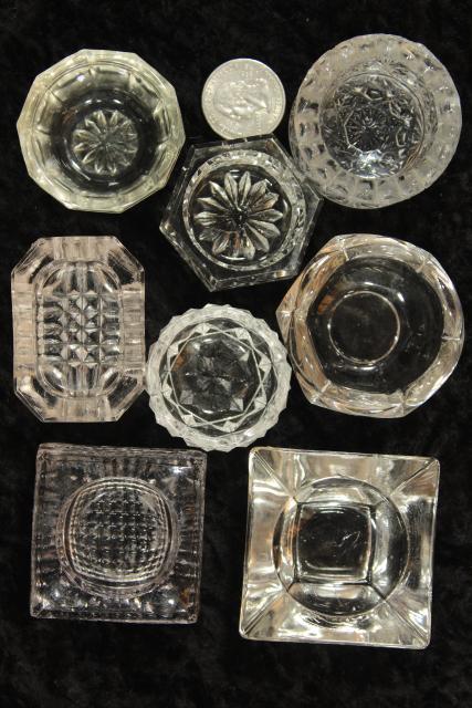 photo of 50+ antique and vintage pressed pattern glass salt cellars, salts dips dishes #11