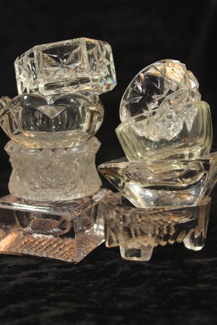 photo of 50+ antique and vintage pressed pattern glass salt cellars, salts dips dishes #12