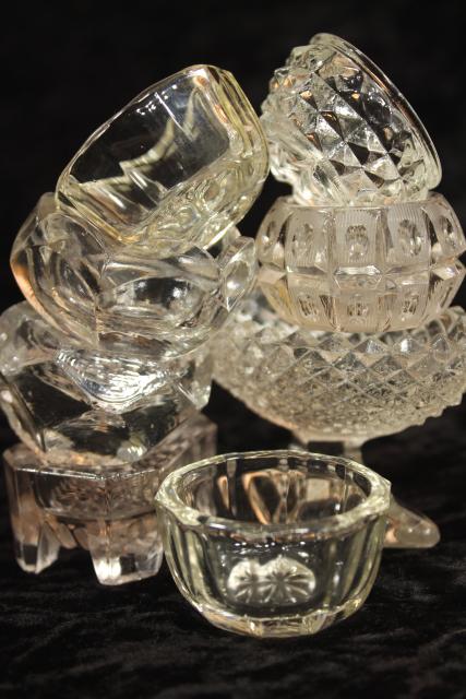 photo of 50+ antique and vintage pressed pattern glass salt cellars, salts dips dishes #14