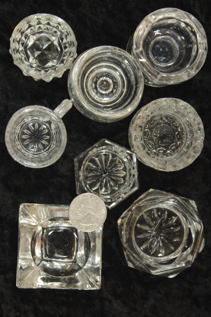photo of 50+ antique and vintage pressed pattern glass salt cellars, salts dips dishes #15