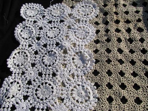 photo of 50 pcs vintage crocheted doilies & runners, huge old crochet lace doily lot #2