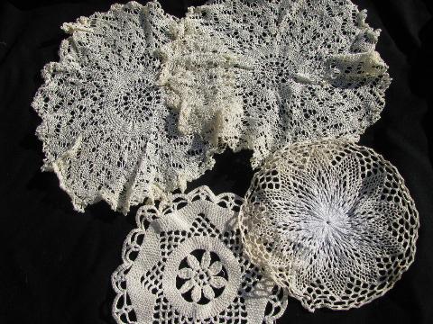 photo of 50 pcs vintage crocheted doilies & runners, huge old crochet lace doily lot #3