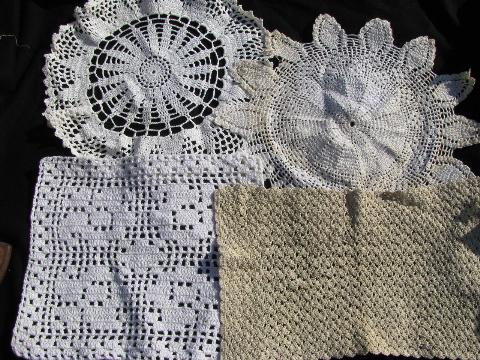 photo of 50 pcs vintage crocheted doilies & runners, huge old crochet lace doily lot #4