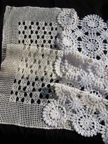 photo of 50 pcs vintage crocheted doilies & runners, huge old crochet lace doily lot #9