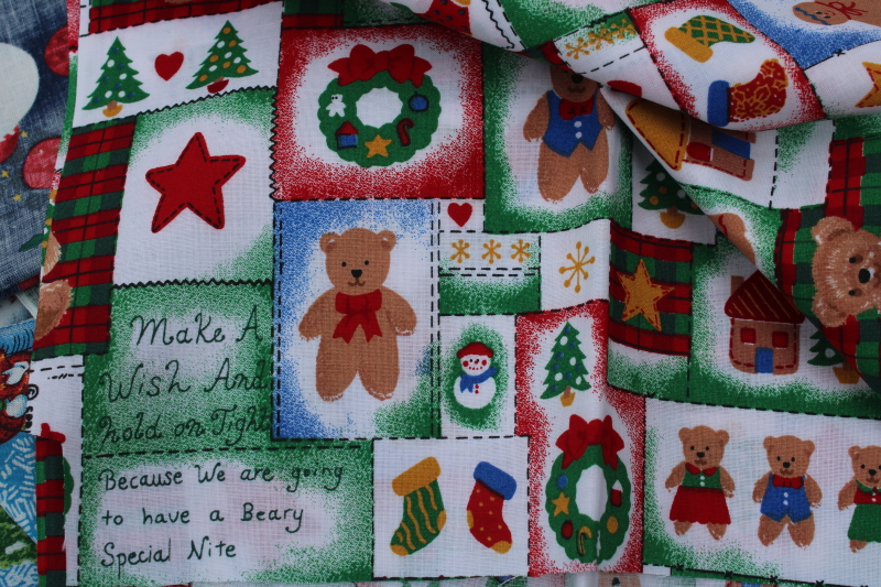 photo of 50 plus pieces lot 1990s Christmas holiday season print quilting cotton fabric a half yard or more #2