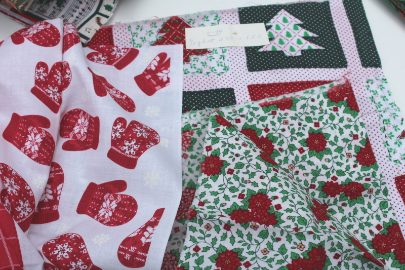 photo of 50 plus pieces lot 1990s Christmas holiday season print quilting cotton fabric a half yard or more #9