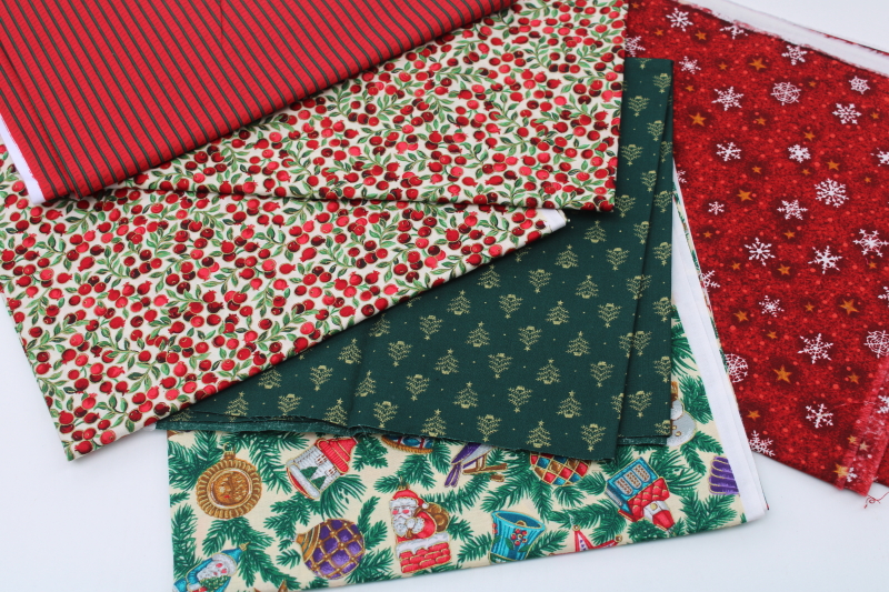 photo of 50 plus pieces lot 1990s Christmas holiday season print quilting cotton fabric a half yard or more #12