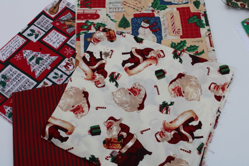 photo of 50 plus pieces lot 1990s Christmas holiday season print quilting cotton fabric a half yard or more #17