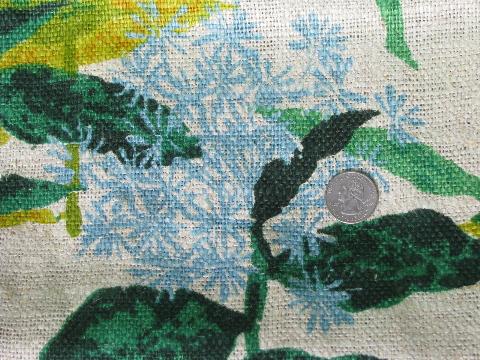 photo of 50 yds 60s vintage natural flax linen fabric, tropical palms print #2