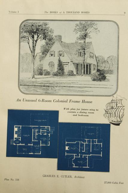 photo of 500 small house design plans vintage early 1900s 20s 30s, book of tiny houses cottages #7