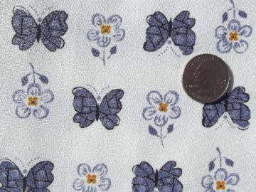 catalog photo of 50s 60s Manes 36 wide cotton twill fabric, cute retro butterfly print