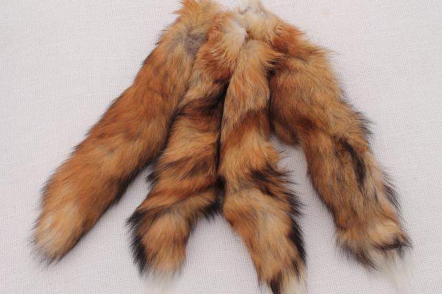photo of 50s 60s furs, fluffy soft red fox fur tails for cabin decor or vintage charm fashion accessories #1