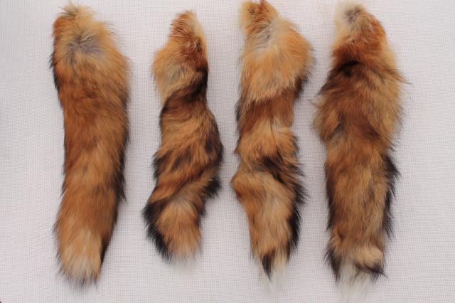photo of 50s 60s furs, fluffy soft red fox fur tails for cabin decor or vintage charm fashion accessories #2