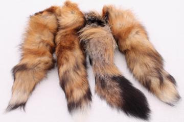 catalog photo of 50s 60s furs, fluffy soft red fox fur tails for cabin decor or vintage charm fashion accessories