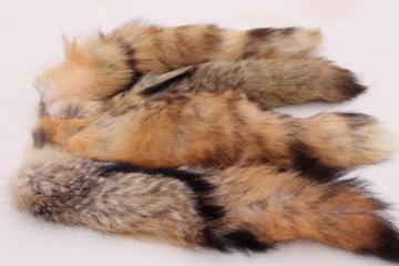 catalog photo of 50s 60s furs, fluffy soft red fox fur tails for cabin decor or vintage charm fashion accessories