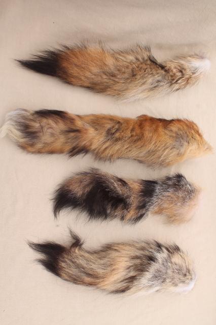 photo of 50s 60s furs, fluffy soft red fox fur tails for cabin decor or vintage charm fashion accessories #2