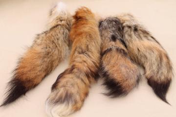 catalog photo of 50s 60s furs, fluffy soft red fox fur tails for cabin decor or vintage charm fashion accessories