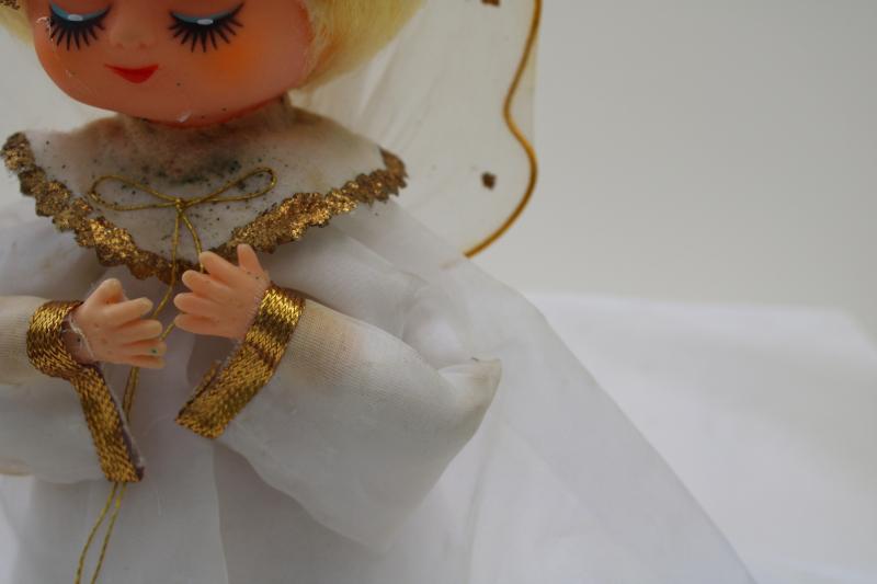 photo of 50s 60s vintage Christmas decor, angel girl doll w/ Silent Night music box Japan #3