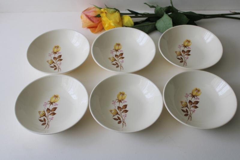 photo of 50s 60s vintage Taylor Smith Taylor china, set of bowls w/ mod yellow rose floral #1