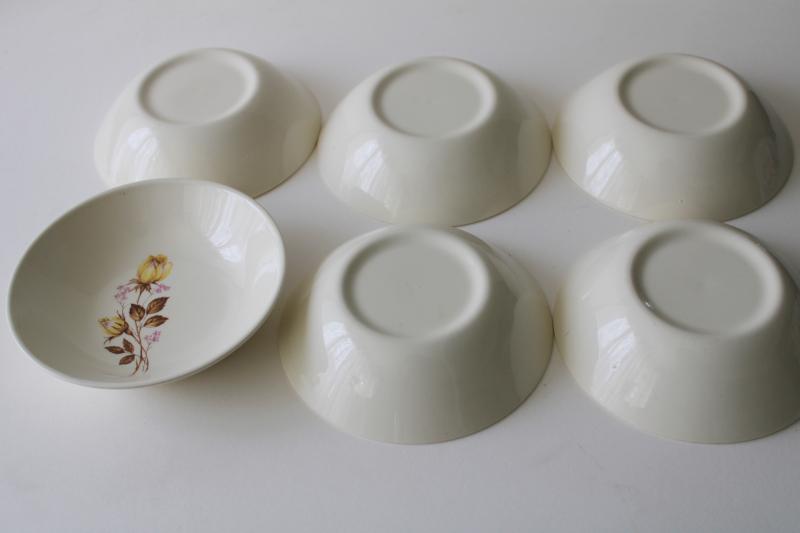 photo of 50s 60s vintage Taylor Smith Taylor china, set of bowls w/ mod yellow rose floral #3