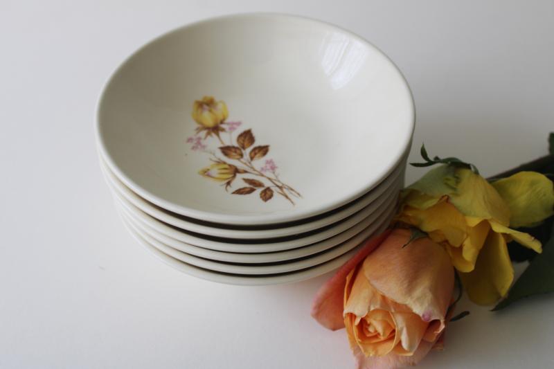 photo of 50s 60s vintage Taylor Smith Taylor china, set of bowls w/ mod yellow rose floral #5