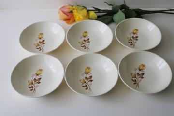 catalog photo of 50s 60s vintage Taylor Smith Taylor china, set of bowls w/ mod yellow rose floral