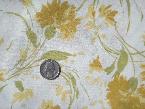 photo of 50s 60s vintage arnel crepe dress fabric, gold carnations print on white #1