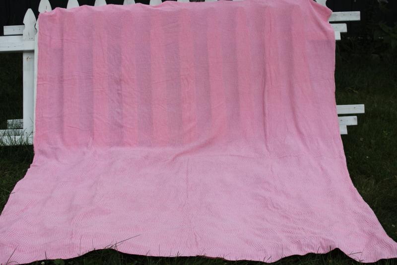 photo of 50s 60s vintage cotton chenille bedspread, mid-century retro bubble gum pink!  #1