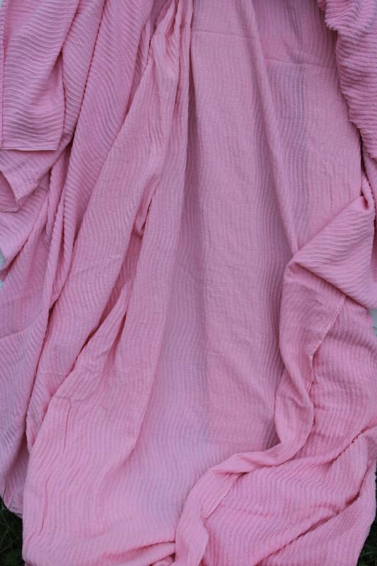 photo of 50s 60s vintage cotton chenille bedspread, mid-century retro bubble gum pink!  #4