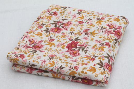 photo of 50s 60s vintage cotton fabric, orange & rose pink floral dress material #3