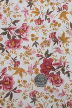 catalog photo of 50s 60s vintage cotton fabric, orange & rose pink floral dress material