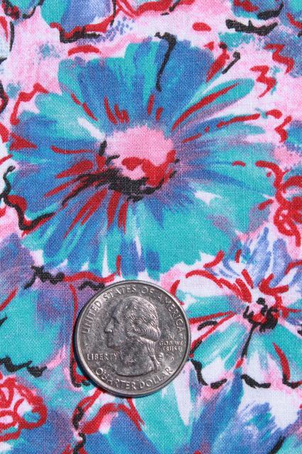 photo of 50s 60s vintage cotton fabric, retro floral print skirt or dress material #2