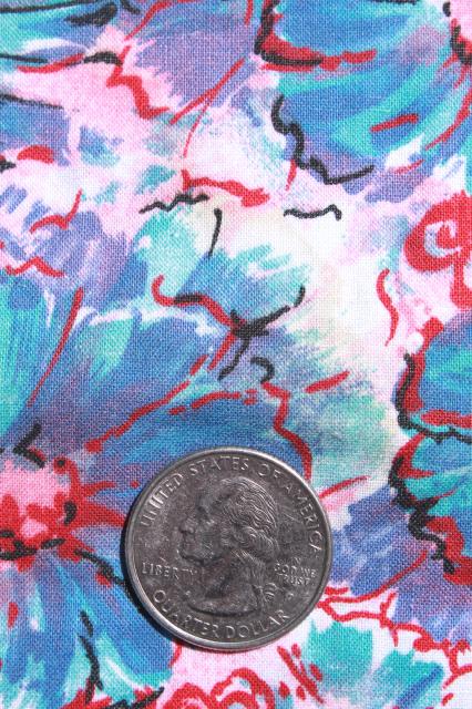 photo of 50s 60s vintage cotton fabric, retro floral print skirt or dress material #4