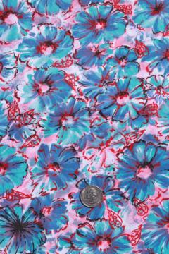 catalog photo of 50s 60s vintage cotton fabric, retro floral print skirt or dress material