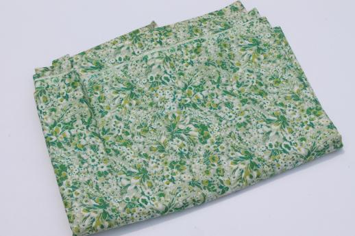 photo of 50s 60s vintage cotton print fabric, dress material weight, green & grey floral #3