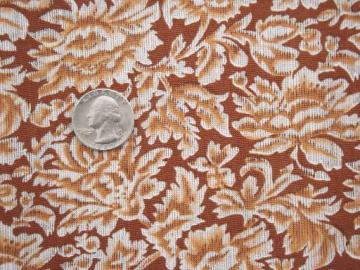 catalog photo of 50s 60s vintage fabric, elegant brown damask print cotton dress material