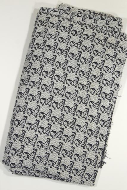 photo of 50s 60s vintage fabric w/ snoopy black & white beagle dogs, heavy cotton knit #4