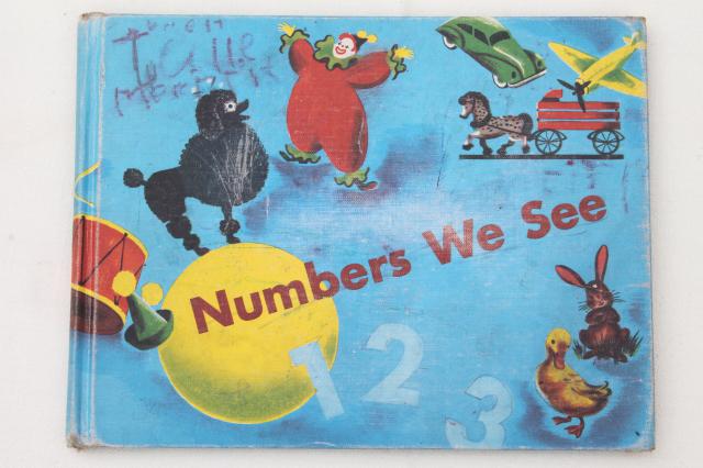 photo of 50s 60s vintage school books & readers, learning to read & numbers w/ great retro pictures #10