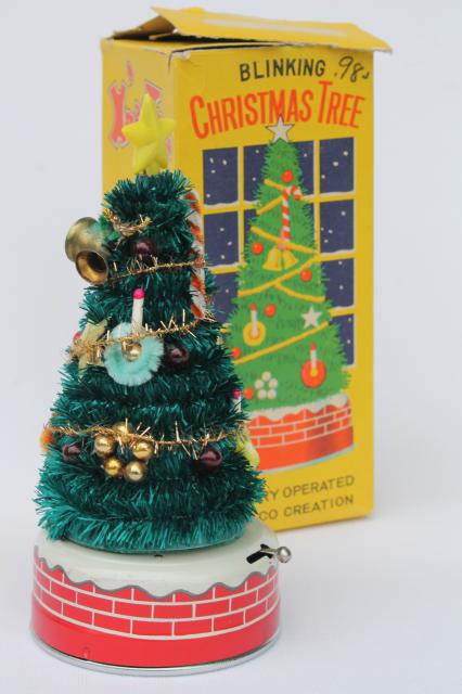 photo of 50s Japan vintage Blinking Xmas Tree, battery operated Christmas toy #1