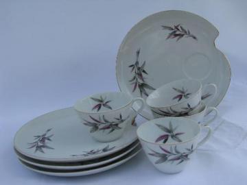 catalog photo of 50s Napcoware china snack sets w/ bamboo pattern, vintage Napco - Japan