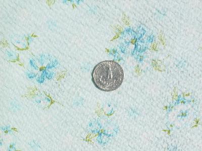 photo of 50's cotton plisse fabric, blue floral #1