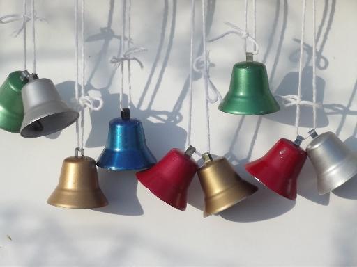 photo of 50s metal bell Christmas ornaments, vintage holiday decorations in retro colors #1