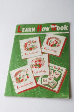 catalog photo of 50s needlework booklet, Learn How to instructions tutorial embroidery, crochet, knitting