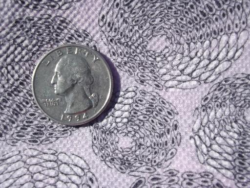 photo of 50s retro sheer nylon crinkle plisse fabric, lavender w/ sea shells print #2