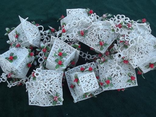 photo of 50s vintage Christmas garland, chain of plastic lanterns swag decoration #5