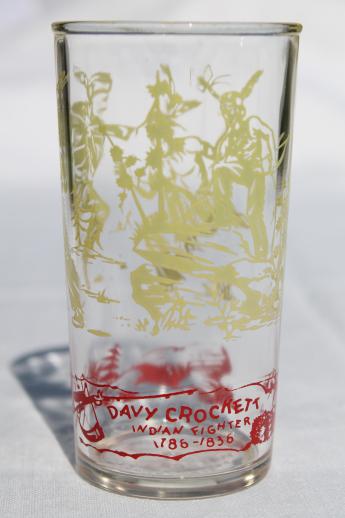 photo of 50s vintage Davy Crockett glass, character print collectible drinking glass  #1