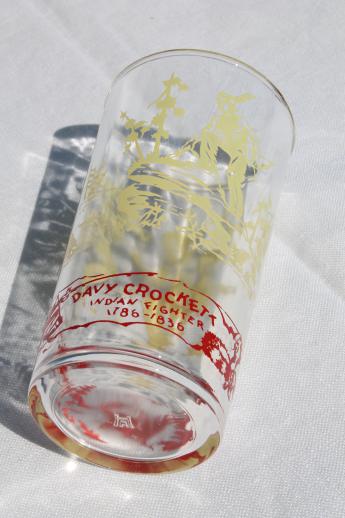 photo of 50s vintage Davy Crockett glass, character print collectible drinking glass  #4