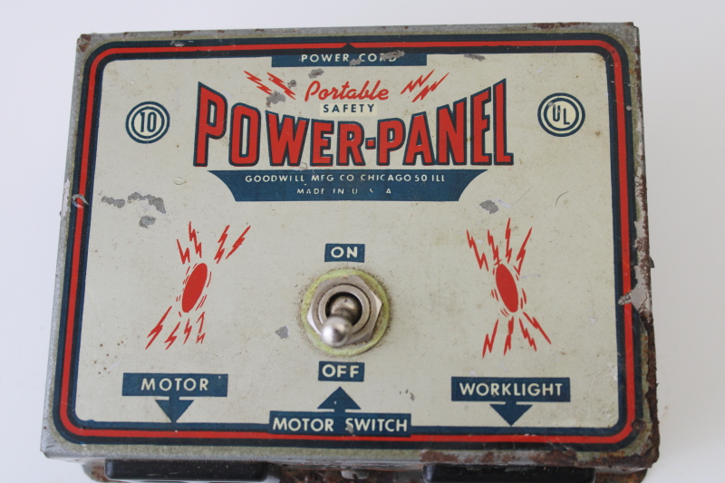 photo of 50s vintage Goodwill Mfg power panel working toy tool workshop electrical outlet box  #3