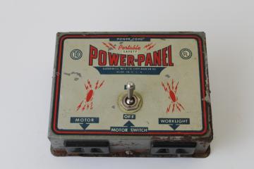 50s vintage Goodwill Mfg power panel working toy tool workshop electrical outlet box 