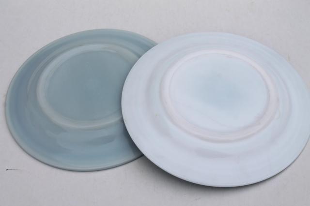 photo of 50s vintage Hazel Atlas Moderntone pastel platonite plates set of 8, pink, green, blue, yellow #6